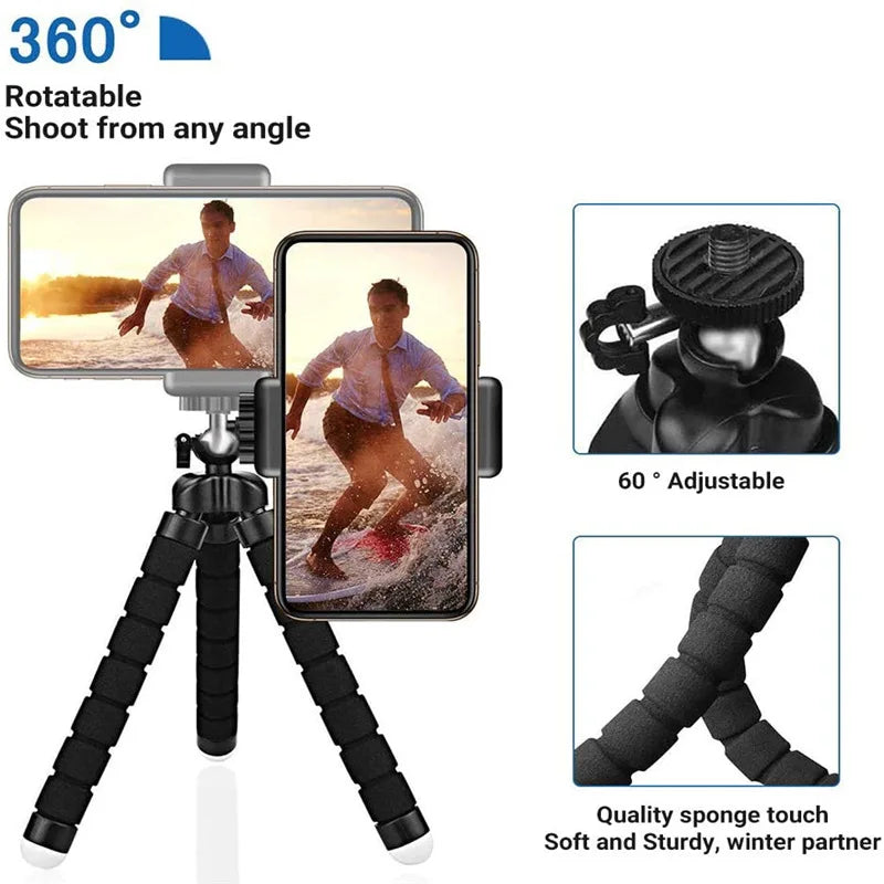 Flexible Octopus Tripod with Phone & Camera Mount