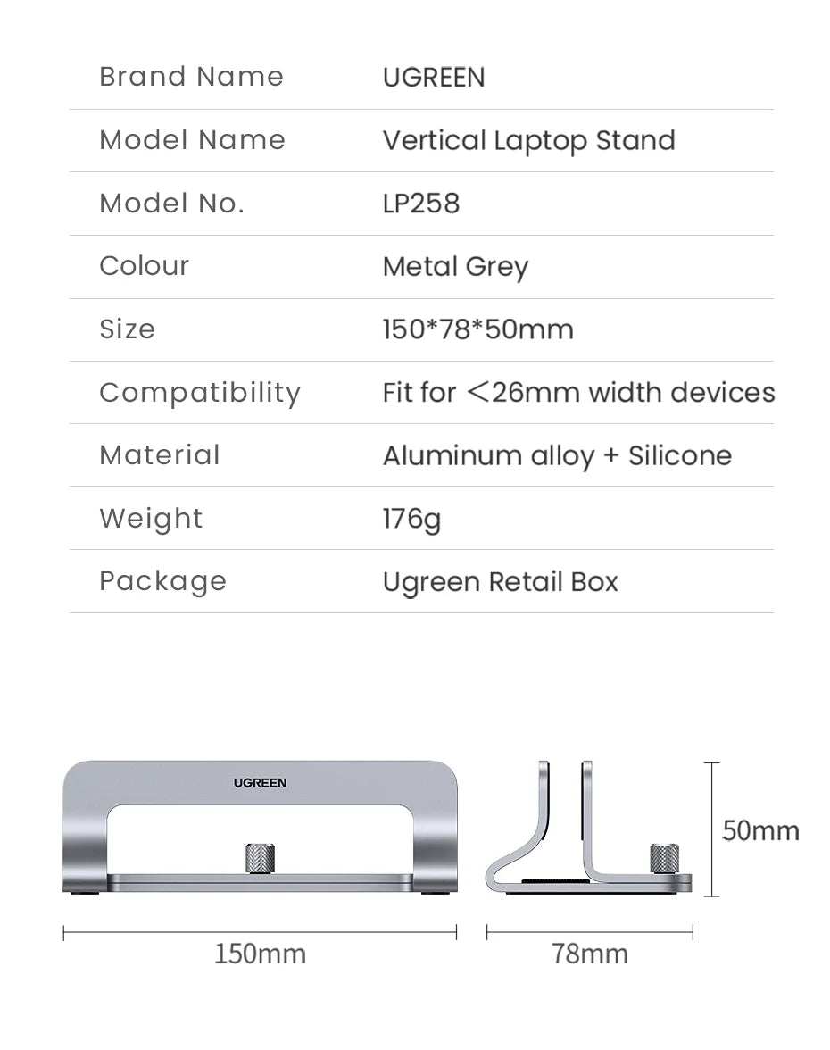 UGREEN Foldable Aluminum Vertical Laptop Stand