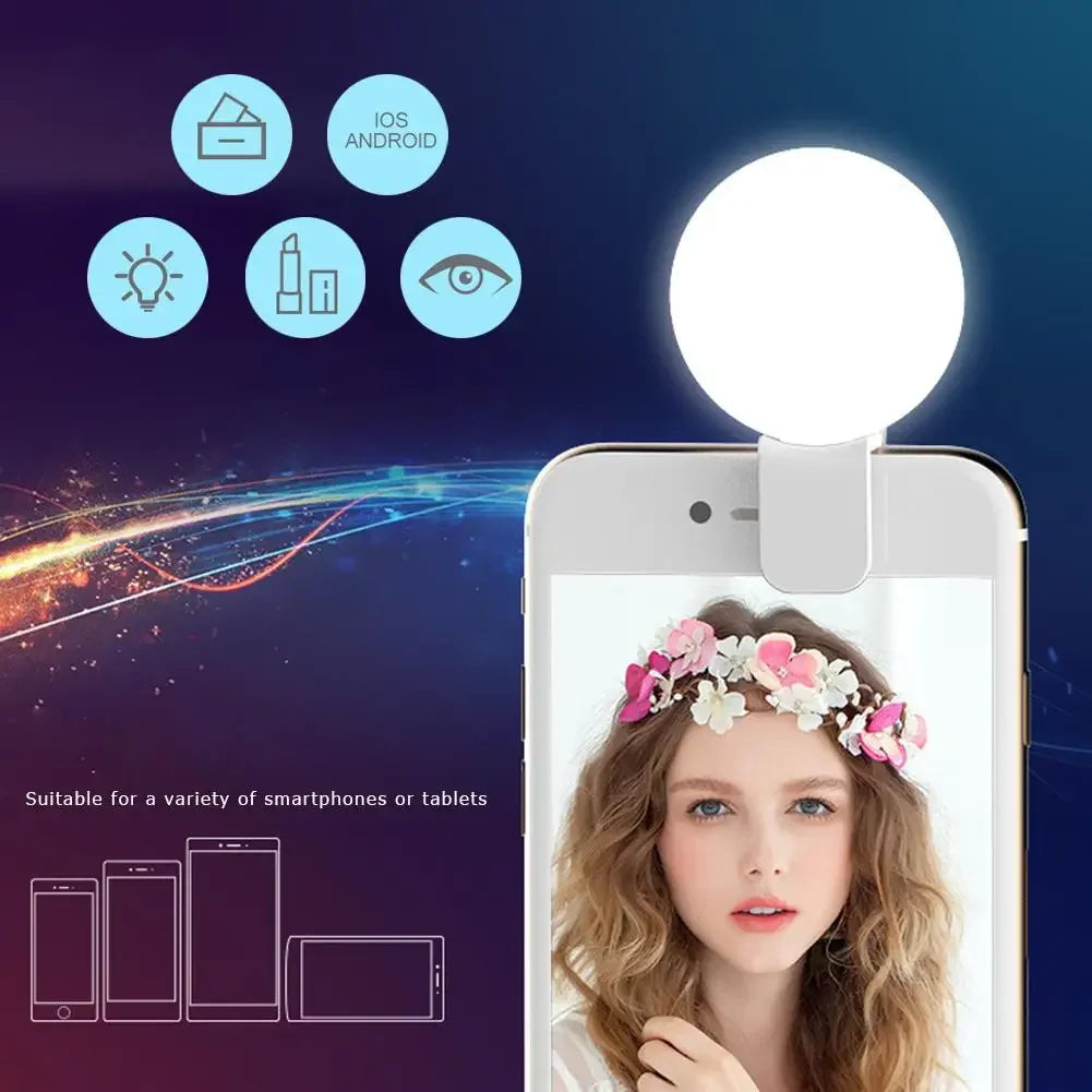 Portable 3-Level Clip-On Selfie Ring Light