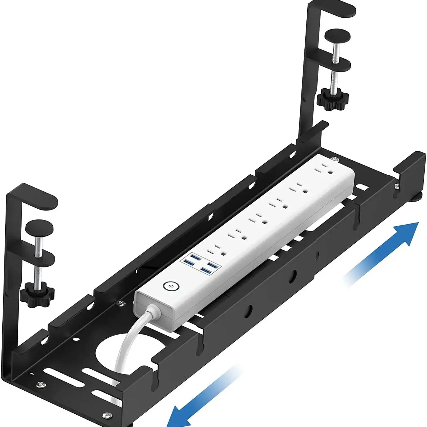 Clamp-On Extendable Under-Desk Cable Tray