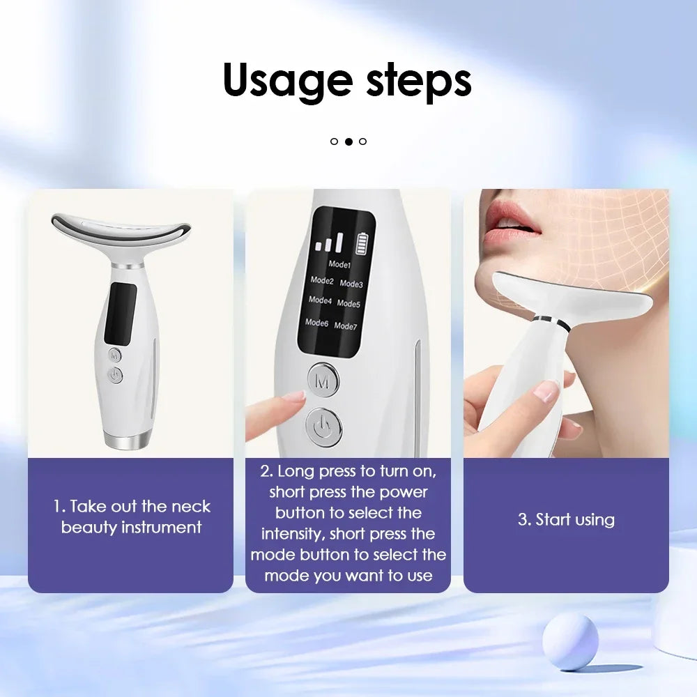 7-Color LED Face & Neck Lifting Massager