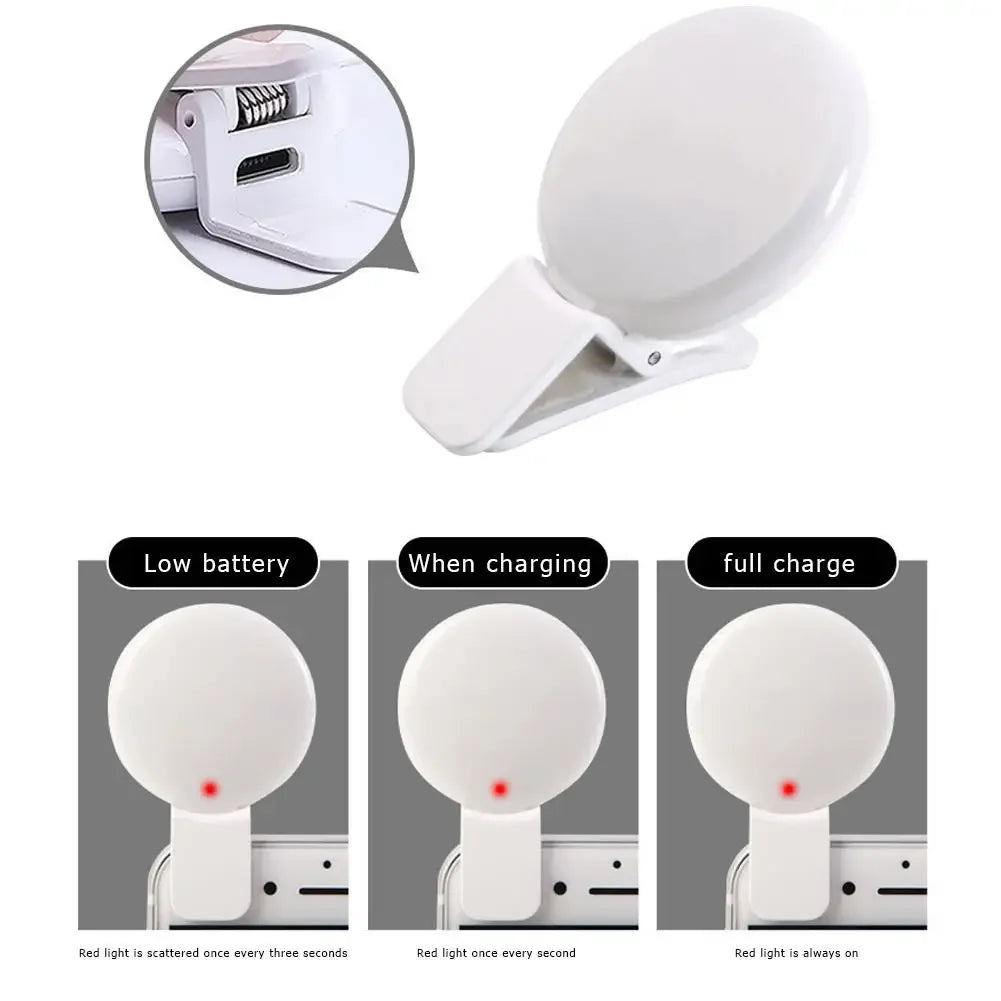 Portable 3-Level Clip-On Selfie Ring Light