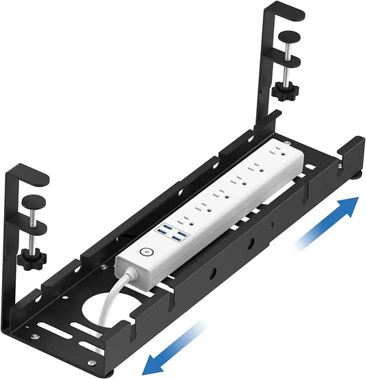 Clamp-On Extendable Under-Desk Cable Tray